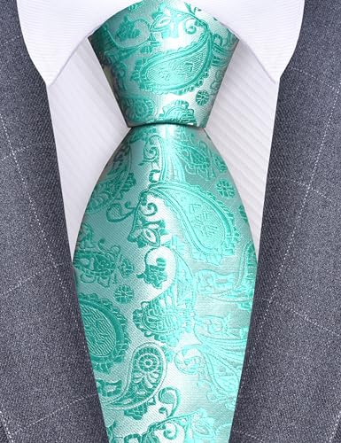 Image of GUSLESON 3.15 inch(8cm) Fashion Paisley Ties Mens Woven Jacquard Necktie for Wedding