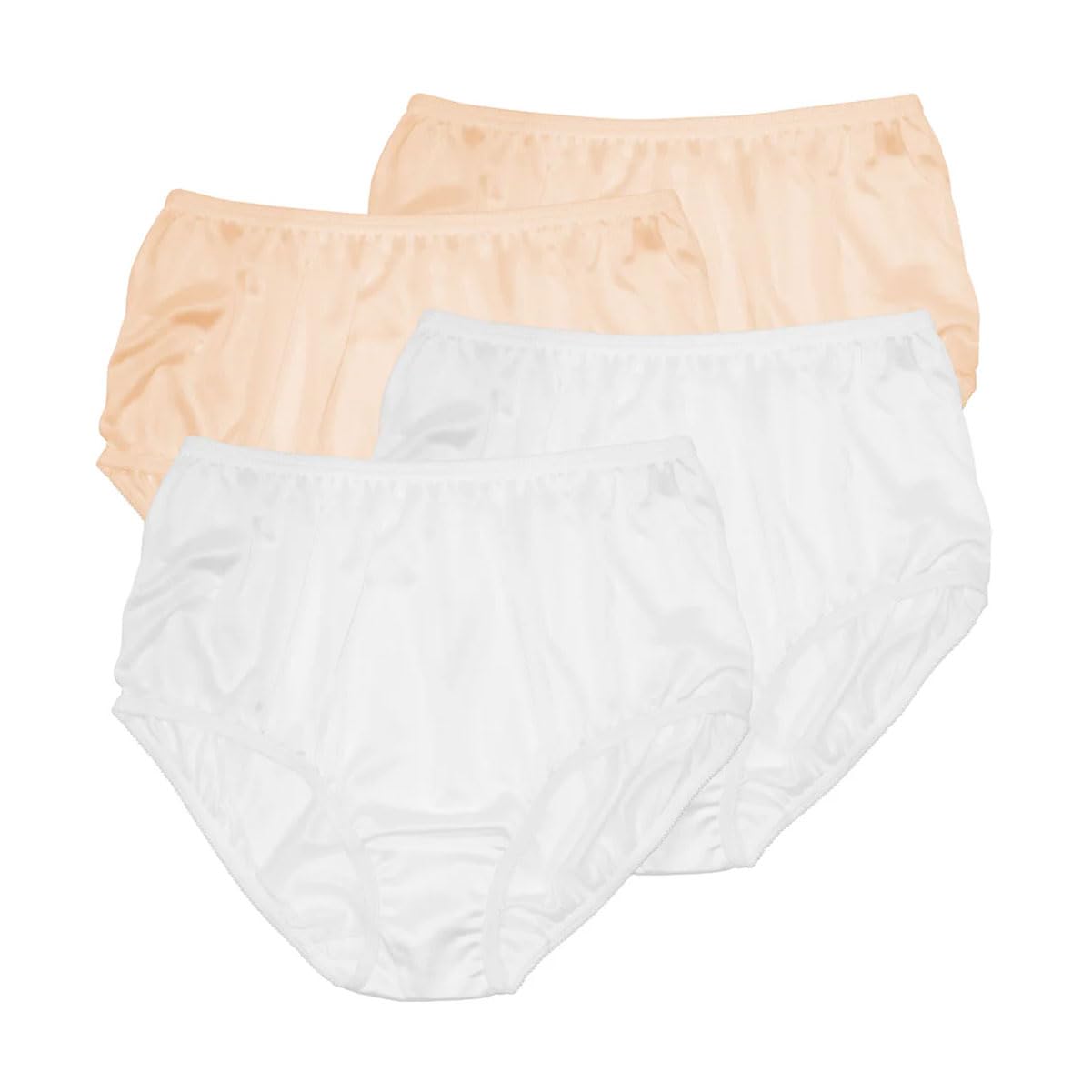 Teri Women's 331 Plain Jane Classic Nylon Silky-Smooth Lightweight Breathable Full Coverage Brief Panty - 4 Pack