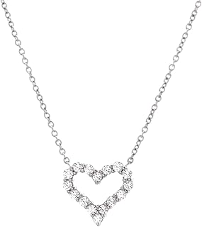 Tiffany & Co., Pre-Loved Heart Pendant Necklace Platinum with Diamonds Mini, Silver