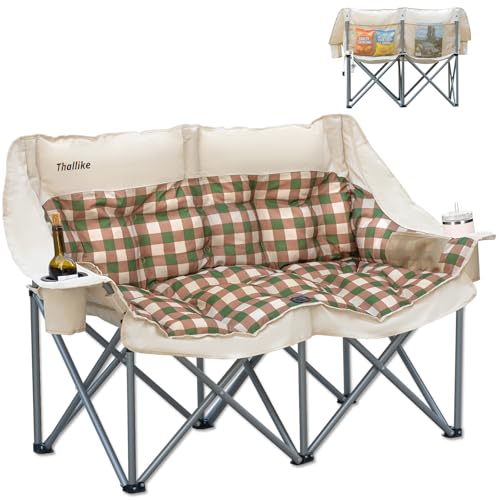 Silla de Camping Doble Padded Double Camping Chair Thallike para 2 Personas Oversize con Porta Vasos y Bolsillos de Malla