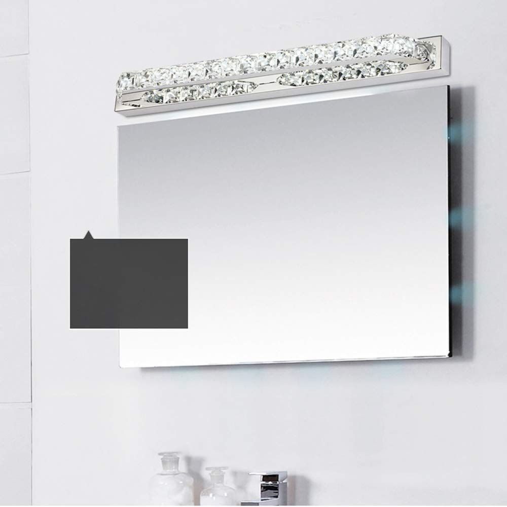 LED Spiegellampe Transparent Kristall Spiegelleuchte Rechteck Design Spiegel Frontlicht Wandleuchte Rostfreier Stahl Badezimmer Toilette Schminktisch Beleuchtung Warmweiß L68CM 18W,68cm warm white