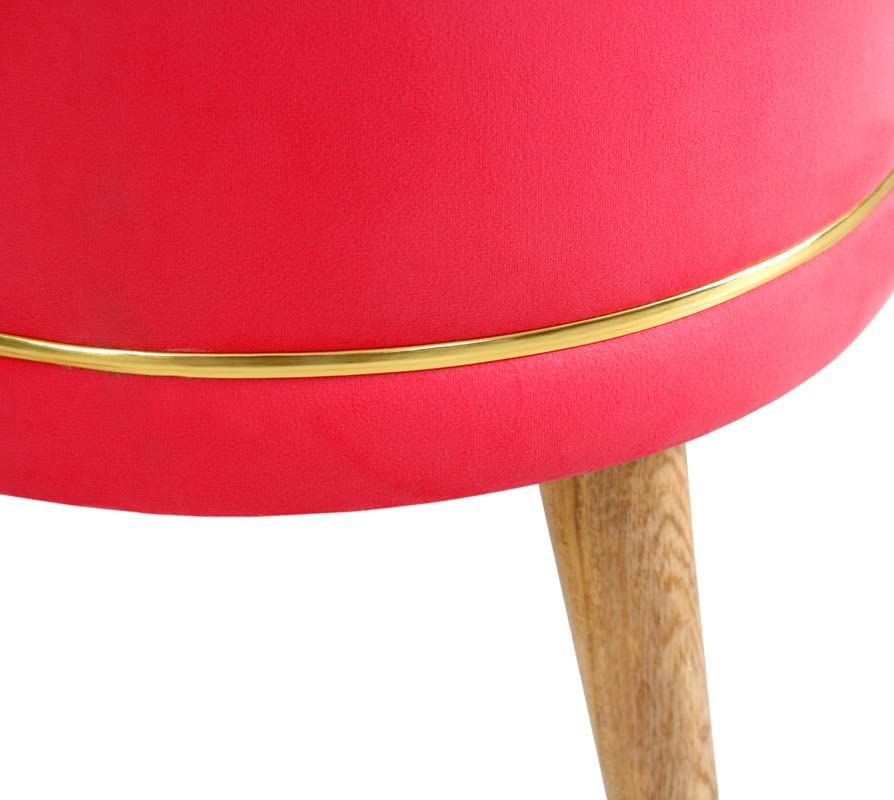 Image of Ottoman Stool for Living Room Foot Rest | Velvet Small Ottoman Foot Stool | Solid Wood Legs | Footstool Puffy for Home, Bedroom & Makeup Table | 16x16x18 Inch, Set of 2 (BabyPink)