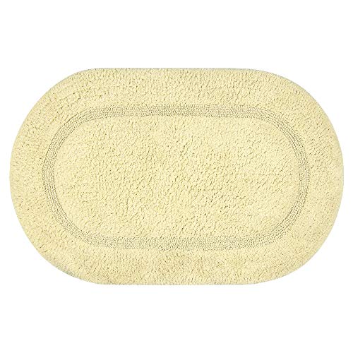 OLIVO.shop Tappeto Bagno in Cotone, Tappeto per Bagno Antiscivolo, Tappetino Bagno Morbido, Assorbente, Soffice diversi Colori Ovale ARIEL (BEIGE, 70x130 cm)