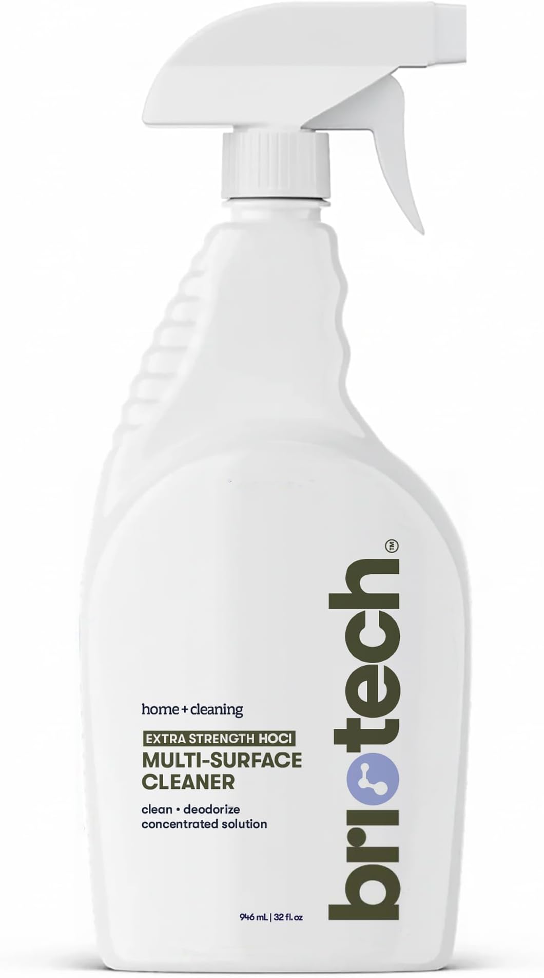 BRIOTECH Extra Strength HOCl Cleaner, 500 PPM Hypochlorous Acid Concentrate, ULV Foggers & Humidifiers, Professional Deodorizer for Dental, Offices, Schools, Homes, Peroxide Free, 32 fl oz