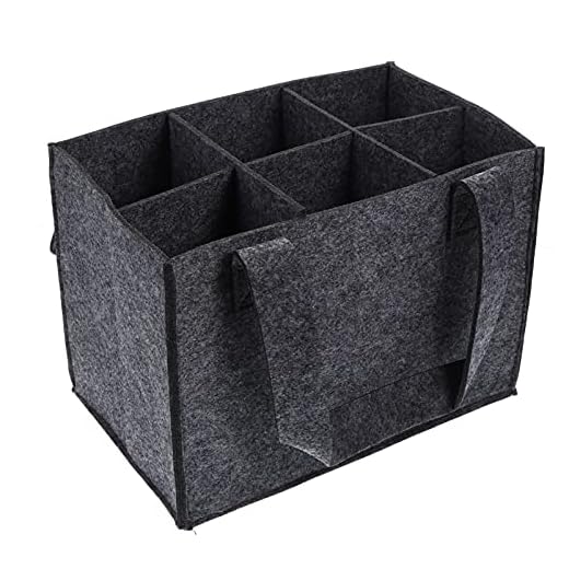 Cabilock Flaschentaschen Filz 6 Fächer Flaschenträger Weinflasche Geschenk Tasche Bierträger Getränketasche Bottle Bag Filztasche für Hochzeit Geburtstag Abendessen Party Grau