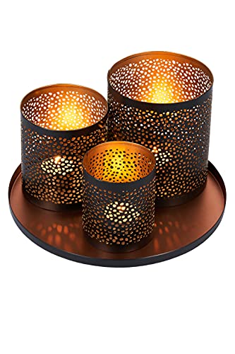 Marrakesch Orient Deko Set Geschenkset -4- für Frauen und Männer | Tablett Serviertablett rund rutschfest 3X Windlicht… – Bild 3