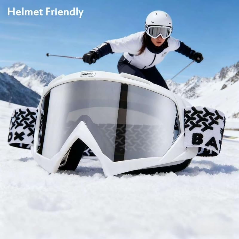 Ski Goggles Adult Men Women Youth Teens Anti-Fog UV Protection OTG Snowboard Goggle Glasses Clear Wide View