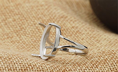 Luoyi Sterling Silver Claw Ring, Adjustable Ring Blank for Woman (R025B) (13x18mm)