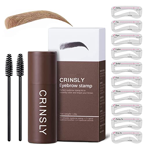 Eyebrow Stamp Stencil Kit One Step Brow Stamp Shaping Kit Waterproof Long Lasting Eyebrow Stamp Color Makeup For Eyebrows Hairline Bronzer Stick For Women (Light Brown)…