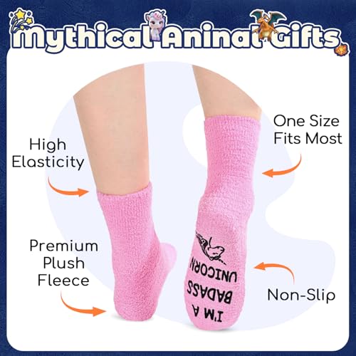 Image of HAPPYPOP Fuzzy Animal Socks for Women - Cute Unicorn, Horse, Cow and Goat Gifts for Her
