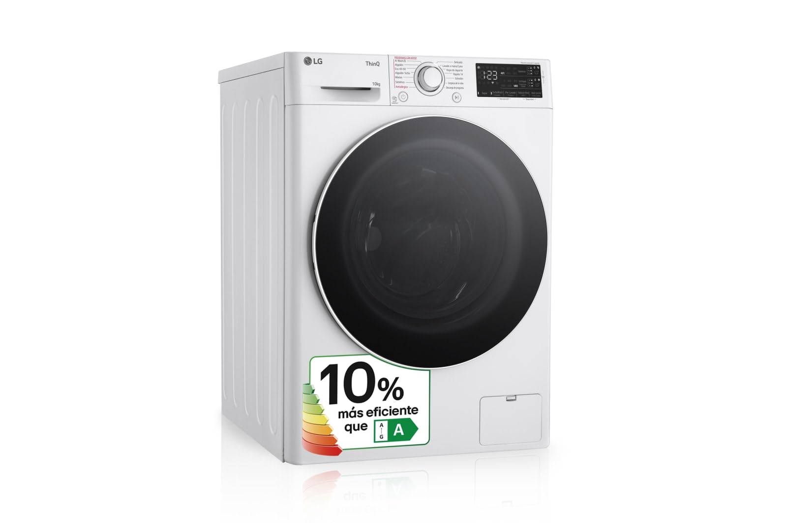 LG F4WR5510A0W - Lavadora Inteligente, 10kg, AI Direct Drive, 1400rpm, Carga Frontal, TurboWash 360º, Vapor Steam, Clasificación A, Serie 550, Blanco Etiqueta Energética