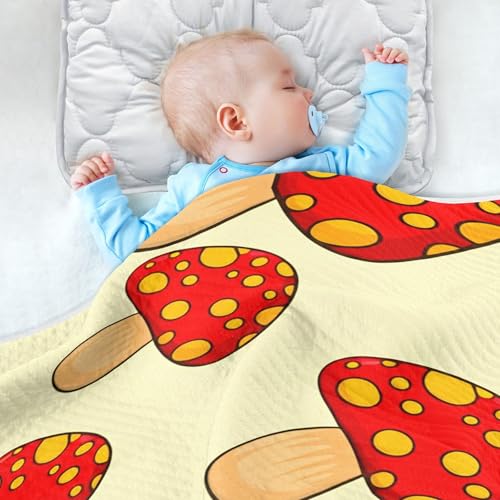 Burbuja Cartoon Red Mushrooms Baby Blanket for Boys Girls, Nursery Soft Warm Swaddling Receiving Baby Blankets, 30x40 in Toddler Blanket4
