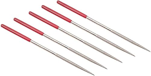Miniatura 1 de Utoolmart Lima de aguja de diamante, juego de 5 limas de aguja de diamante, herramientas redondas de 0.197 in x 7.087 in, limas de punta pequeña de