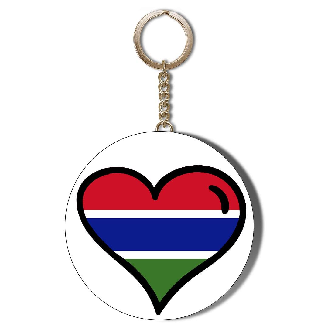 Gift Insanity White Gambia Flag Heart Shaped Design 58Mm Long Chain Keyring