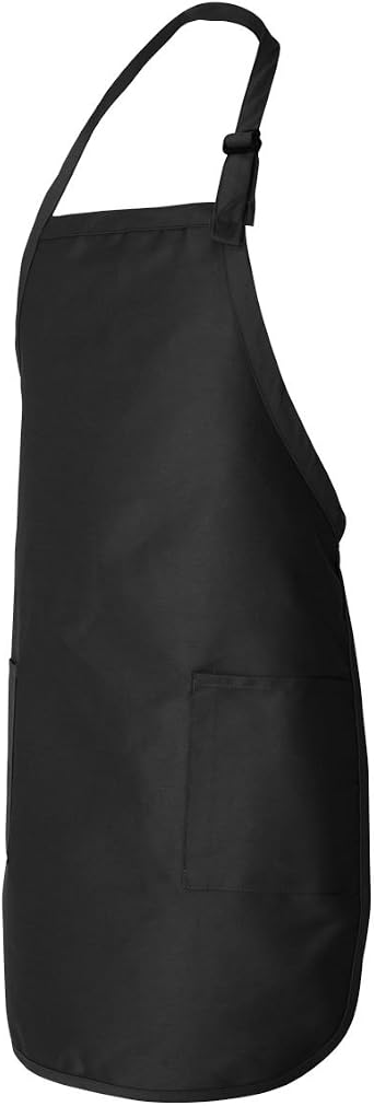 Q-Tees Full-Length Apron with Pockets One Size Black