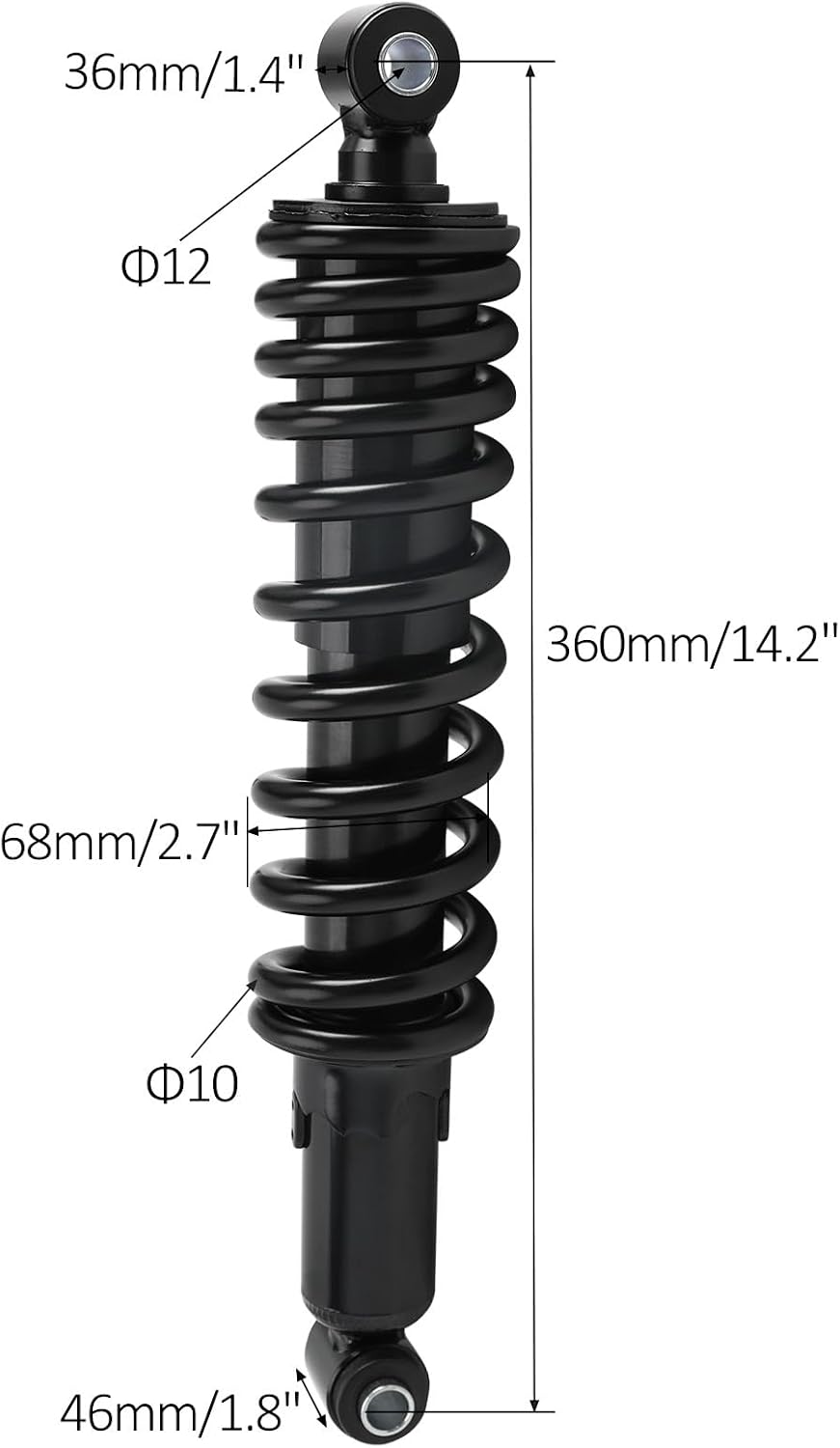 14.2" 360mm Rear Shock Absorber Suspension Spring Damper for ATV Quad Buggy Go Kart Golf Cart 4 Wheelers Dirt Bikes Rear Transmission Axle Shock