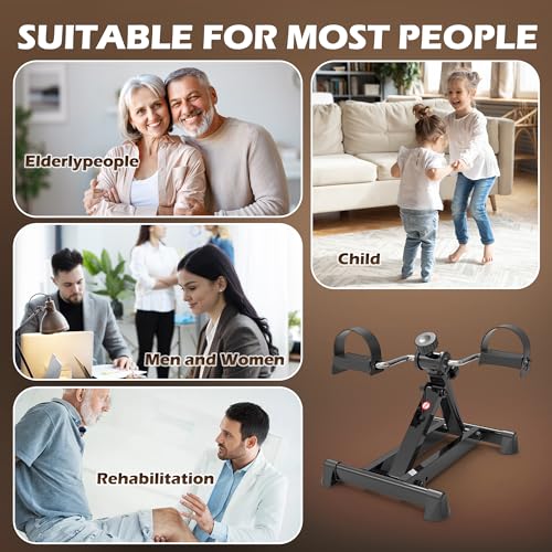 Image of Mini Exercise Bike, Under Desk Bike Pedal Exerciser Portable Foot Cycle Arm & Leg Peddler Machine