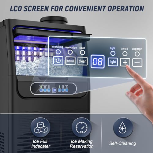 Image of SOZT Under Counter Ice Maker Machine, 100LBS /24H, 20LBS Capacity | Commercial Ice Maker, Self-Cleaning Freestanding Stainless Steel Ice Cube Maker for Home, Bar, Restaurant, Office