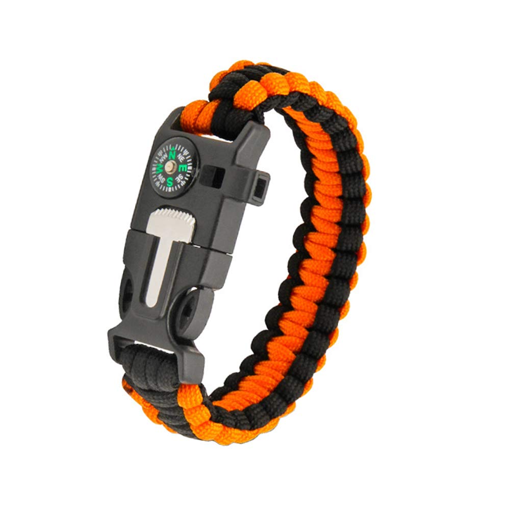 TecHong Mixed-Colors Survival Paracord Bracelet - 5 in 1 Sports Casual Wristband with Multi Emergency Tools Compass, Flint, Whistle for Wilderness Hunting & Fishing