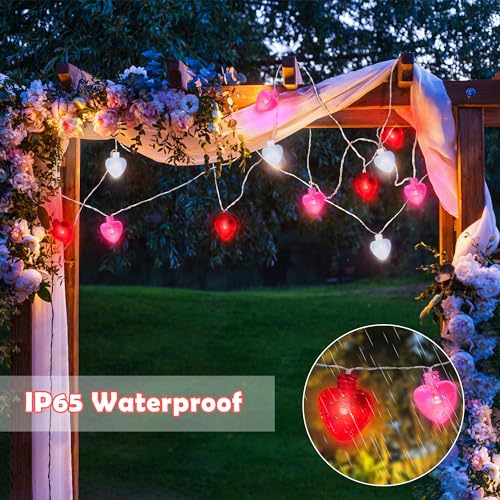 Faiclrr GSQ1404-SET Outdoor Valentines Day Decorations 16.4 Ft 30 Led Valentines Day Solar Heart Lights thumb #3