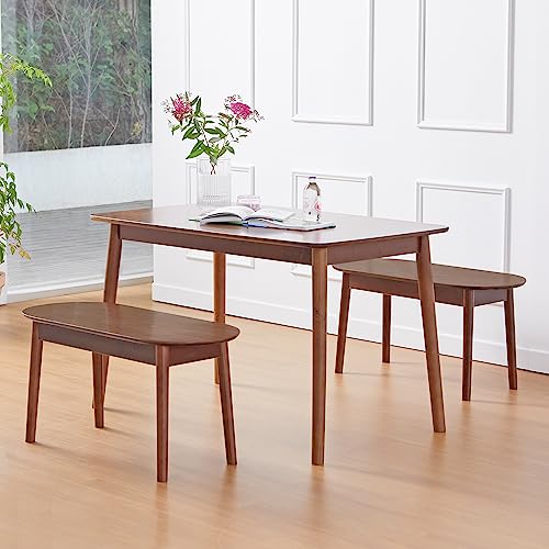 Image of Livinia Aslan 47 inch Malaysian Oak Rectangular Wooden Dining Table /Solid Wood Kitchen Desk (Walnut)