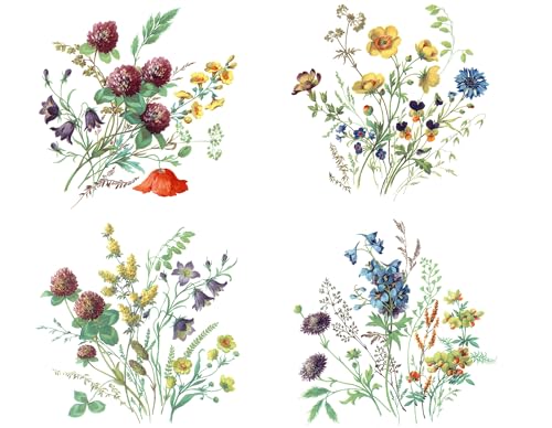 Meadow Wild Flowers Overglaze Ceramic Decals 3 Inch (4 Decals)