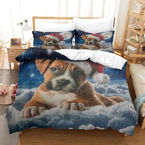 Housse de couette chiot de Noël 140x200 microfibre lit simple ado - 3