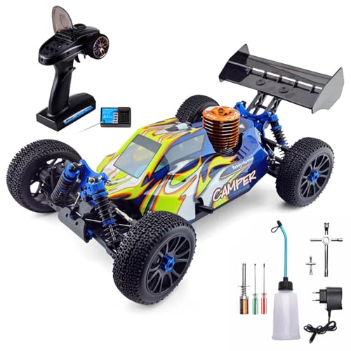 WANZRXX 1/8 Nitro RC Truck for Adult 90KM/H 4WD Nitro Gas Powered RC Car 94970 26CXP Engine Fast Speed Remote Control Truck RTR Hobby Racing Vehicle Methanol Fuel Off-Road Short Course Crawler (Blue)
