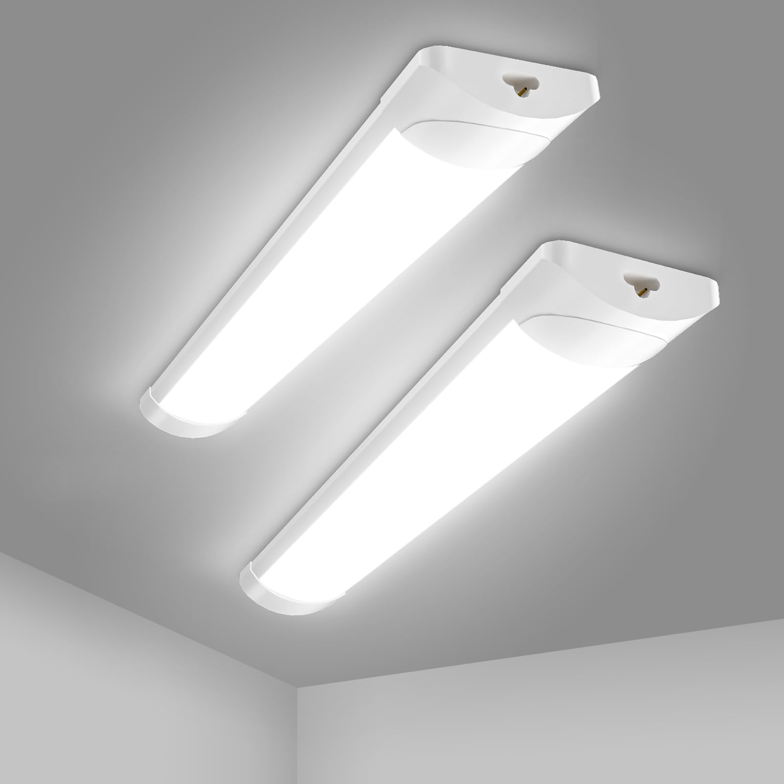 2Pack 3FT Led Batten Light, 30W Surface Mounted Ceiling Light Cool White 6500K 4800LM 180°Beam Angle Tube Lights for Shop, Office, Living Room, Garage, Warehouse, Kitchen