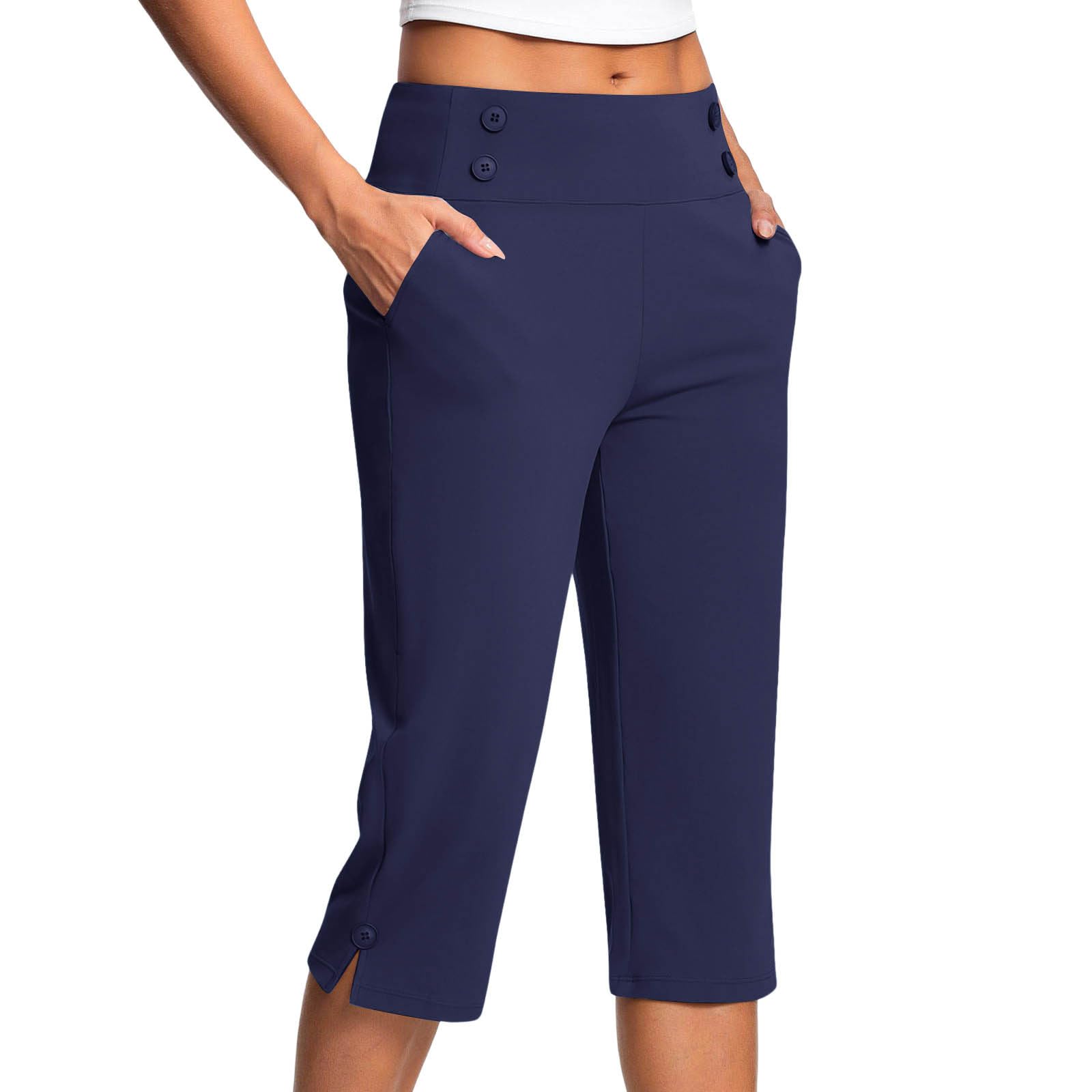 HAOLEI Pantaloni Capri Donna Estivi Pantaloni Sportivi Donna Pantaloncini 3/4 Cotone Bermuda Pantaloncini Cargo Shorts Estivi Casual A Vita Alta Gamba Larga Short Corti da Lavoro con Tasche