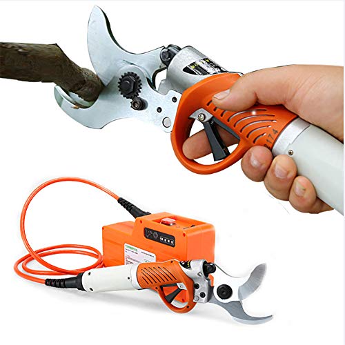 KTops Porfessional Electric Pruning Shears Secateurs Rechargeable Scissors Electric Cutting Tool Garden Fruit Tree Grafting Shears 30Mm (1.2 Inches), Work 10 Hours,Orange