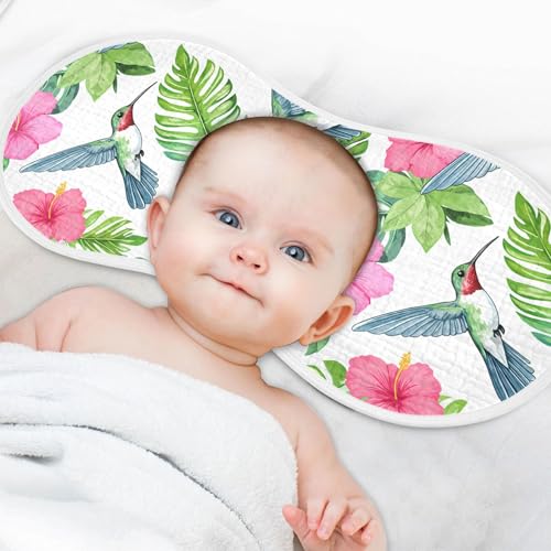 xigua Colorful Hummingbirds Muslin Baby Burp Cloths Set of 2, Super Soft & Absorbent Burping Rags, Cotton Burp Clothes Shower Gift for Newborn, Baby Girls and Boys 6
