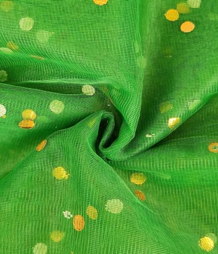 Image of SATYAM KRAFT 5 Meter Multipurpose Net Fabric Cloth for Birthday, Wedding, Valentine, Party, Event, Stage Backdrop, Pooja Background, Tent, Mandap & Festive Decoration Item (Green)