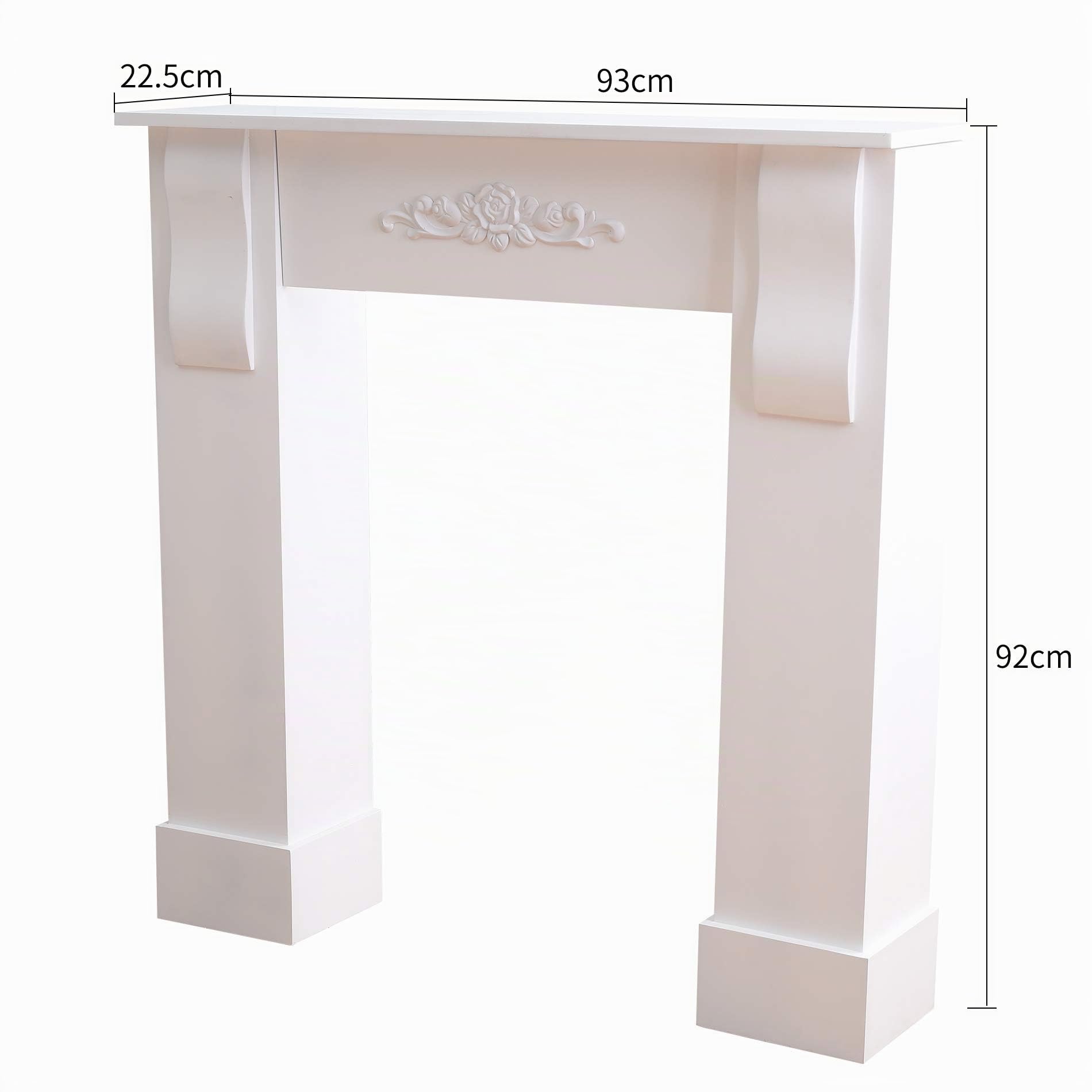Rebecca Mobili Chimenea Decorativa Falsa, Marco de Chimenea Decorativo, Blanco, para Dormitorio salón, decoración de Pared - Medidas: 92 x 93 x 22,5 cm (AxANxF) - Art. RE4283