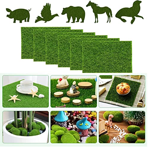 6 Pezzi Erba Artificiale Tappetino d'Erba Per Cani, Erba Artificiale Mini per Giardino Erba Decorazione, Prato Sintetico da Giardino, per Giardino, Terrazza, Balcone, Tavolo, Piano - Image 5