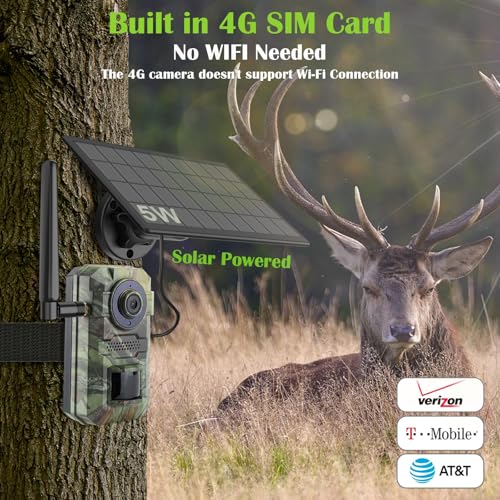 Trail Camera 2 Packs,Cellular Trail Camera Built-in 4G LTE SIM Card,5W Solar Powered,IP65 Waterproof, 2.7K Live View 4G Game Camera,Night Vision Motion Activated,0.2s Trigger Speed - Image 3