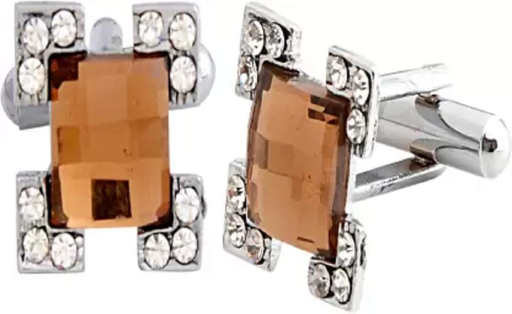 Exotica Fashions Metal Cufflink (Silver, Brown) (B08KFM2NDX) Amazon Price History, Amazon Price Tracker