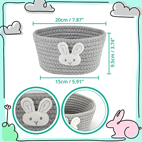Belle Vous Kleiner geflochtener Korb – 19 x 9,5 cm – Korb aus Baumwollseil für Wäsche, Spielzeug für Hunde und Katzen – dekorative Aufbewahrungskörbe für Kinderzimmer – Hasenform