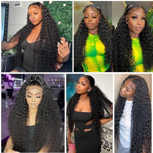 Image of Deep Wave Human Hair Wig - Lace Front, 180% Density, Curly, Wet & Wavy, 13x4 HD Lace Frontal, 18 Inch Glueless, Pre Plucked