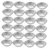 MOTHNUR 25 piezas Moldes para Tartaletas de Huevo de Aleación de Aluminio con Diseño de Flor de Crisantemo Reutilizables para Mini Pasteles Pudines y Galletas Resistentes Altas