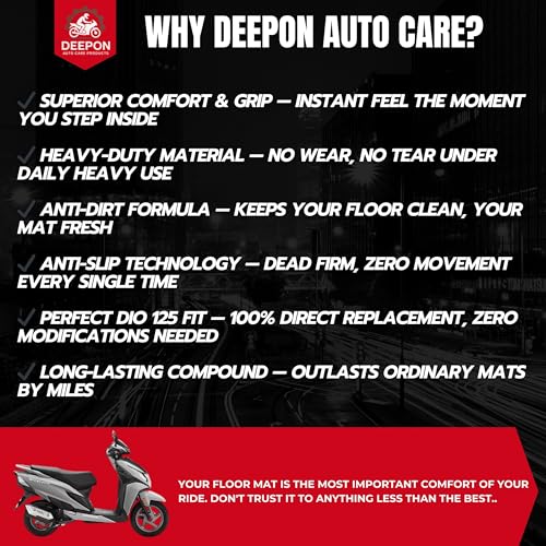 Image of Dio 125 Premium Floor Mat | Anti-Slip Heavy-Duty Rubber | Waterproof All-Weather Protection | Custom Fit | Deepon Auto Care