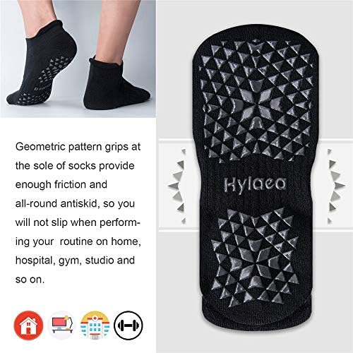 Hylaea Unisex Non Slip Socks with Grip for Yoga, Hospital, Pilates, Barre | Ankle, Cushioned