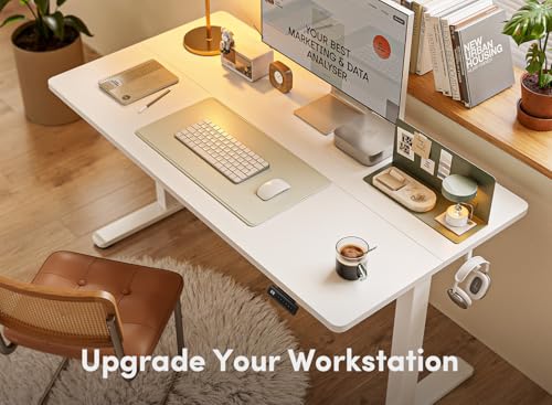 FEZIBO Electric Standing Desk, 55 x 24 Inches Height Adjustable Stand up Desk, Sit Stand Home Office Desk, Computer Desk, White