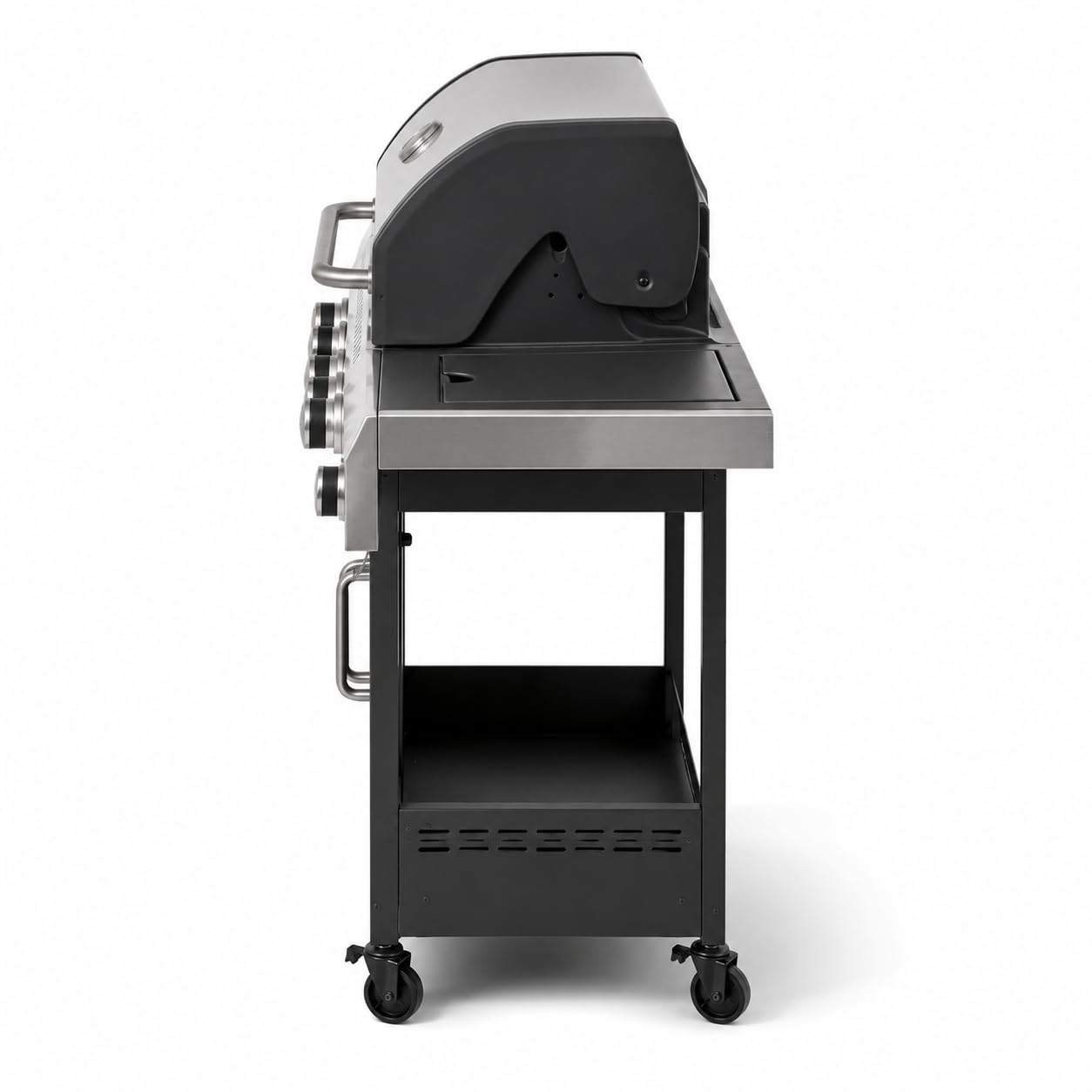 Barbecue a Gas Professionale XXL 16 kW 5 Bruciatori Acciaio Inox 304 137x50x120 cm Nero