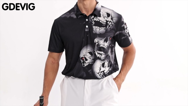 Camiseta polo para hombre, manga corta, estampado divertido, secado rápido, transpirable, con estiramiento 4 vías, ideal para golf miniatura 7