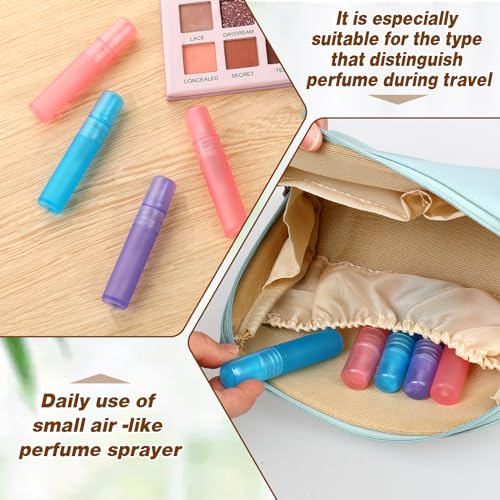 Mozeat Lens 6 PCS 5ml Mini Spray Bottle Plastic Portable Travel Bottle Fine Mist Refillable Mini Perfume Sample Bottles Clear Plastic Spray Bottle Empty for Cleaning Travel Essential Oils, 3 Color4