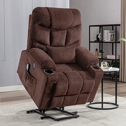 Consofa Large Power Lift Recliner, Lift Chairs Recliners For Elderly, Power Lift Chair With Heat And Massage, Power Lift Recliner With Lumbar Pillow, 4 Pockets And 2 Cup Holders, Velvet Fabric #TOP6