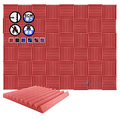 Arrowzoom スーパーダッシュ 新しい 48 ピース 防音 遮音 密度26㎏/m3 作品 吸音材 楽器 緩衝材 防音材 音響泡断熱治療 消音 超強力 騒音 スタジオ 吸音材質 室内装飾 防音対策 500x500x50 mm 縮状態出荷 スタジオレコーディング wedge タイルパネルウェッジサ SD1134 赤