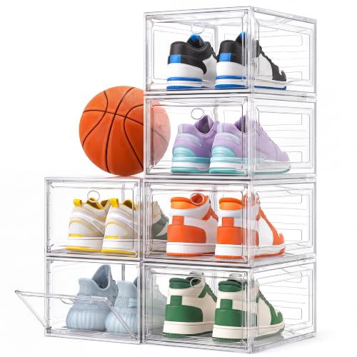 Sturdy-Stackable-Shoe-BoxClear-Shoe-Organizer-with-Magnetic-Door Sturdy Stackable Shoe Box,Clear Shoe Organizer with Magnetic Door - Image 1