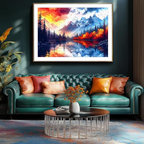 PuzzOne Puzzles for Adults 1000 Pieces Natural Mountain Landscape Jigsaw Puzzles Challenging for Mom Dad Family Friend Family Activity Games Home Decor Wall Art, 27.5 x 19.7 Inch by PuzzOne - Image 2